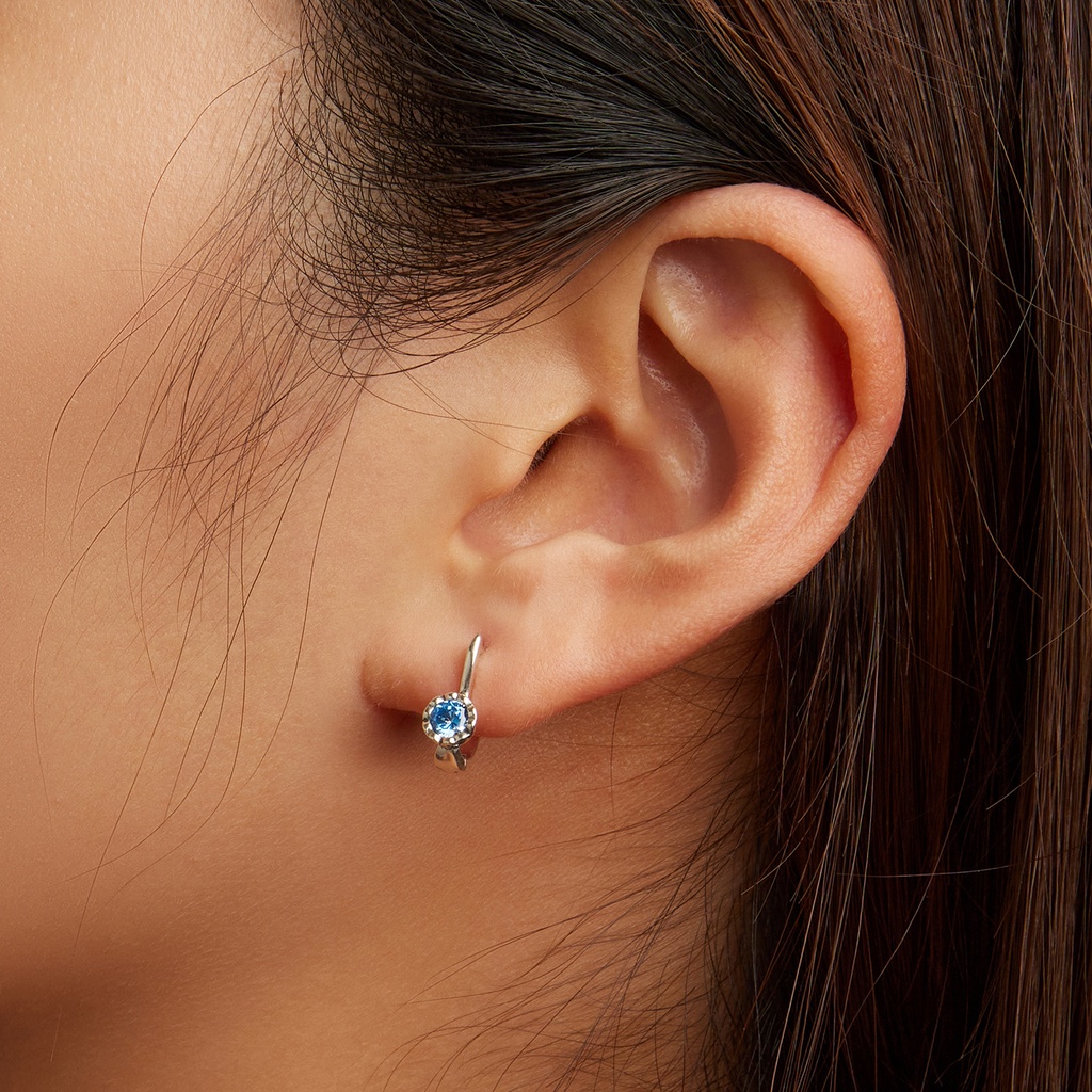 BAMOER Bông Tai Xi bạc 925 ĐíNh Đá Zircon Xanh ThờI Trang