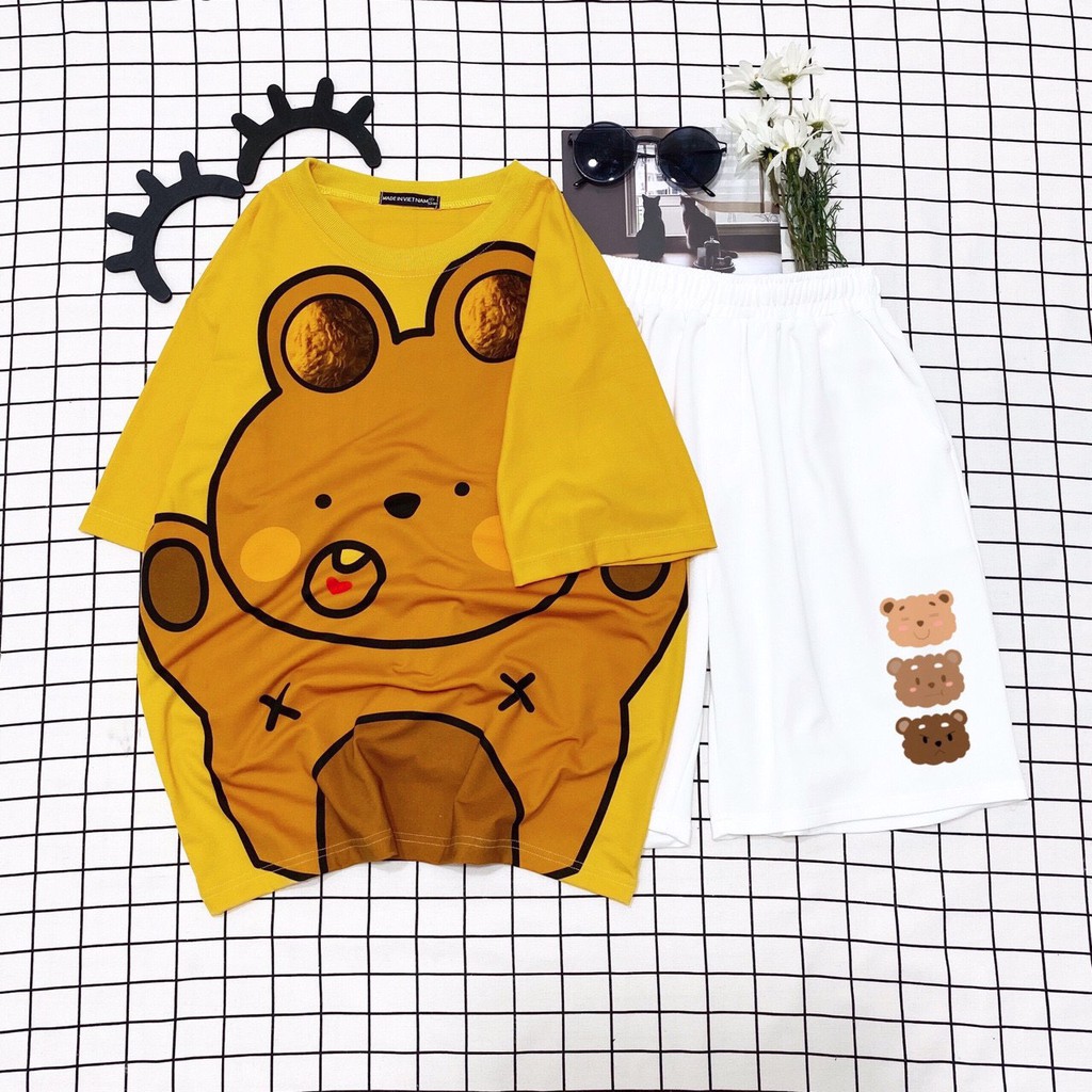 [Mã WANOV30 hoàn 15% xu đơn 99k] Set bộ cartoon hoạt hình Gấu trà sữa form rộng Unisex Molly Fashion | BigBuy360 - bigbuy360.vn