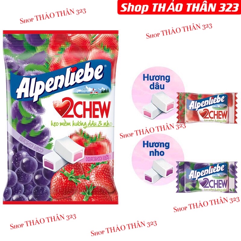 Kẹo Mềm Alpenlibe 2Chew hương dâu &amp; nho 87,5g