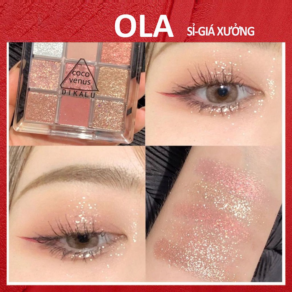 [ HOTTREND] Bảng Phấn Mắt Nhũ  9 Ô Dikalu Tông Màu Nâu Cam Vàng, mắt phấn nội địa Trung [ HÀNG NỘI ĐỊA ]