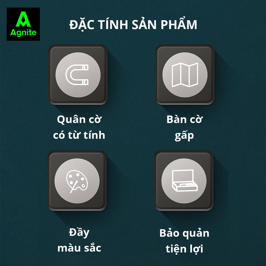 Bộ cờ cá ngựa nam châm Agnite cỡ 30*30, hàng chính hãng loại đẹp, đồ chơi nhựa cao cấp quân cờ thhiết kế tỉ mỉ  - 6756