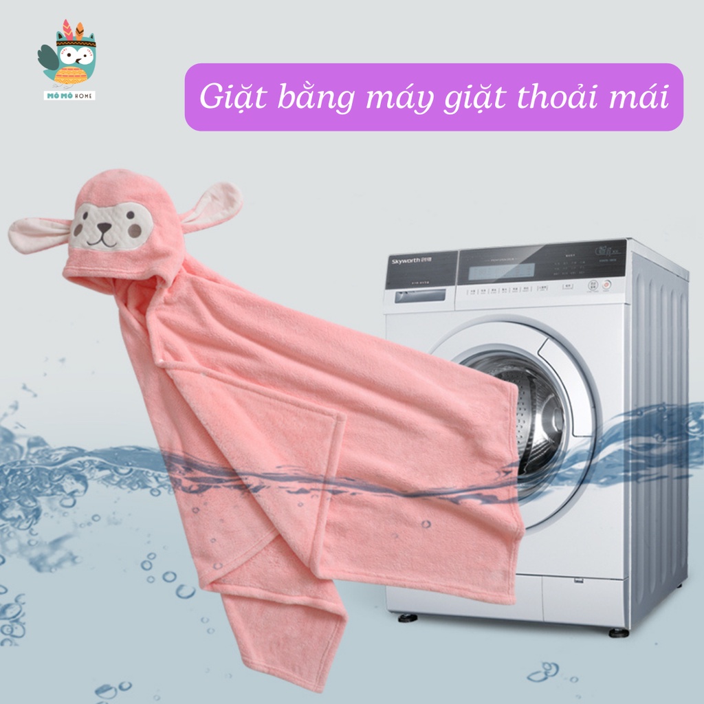 Áo choàng tắm cho bé có mũ khăn tắm, khăn choàng nhiều mẫu kích thước 140x70cm - Mô Mô Home
