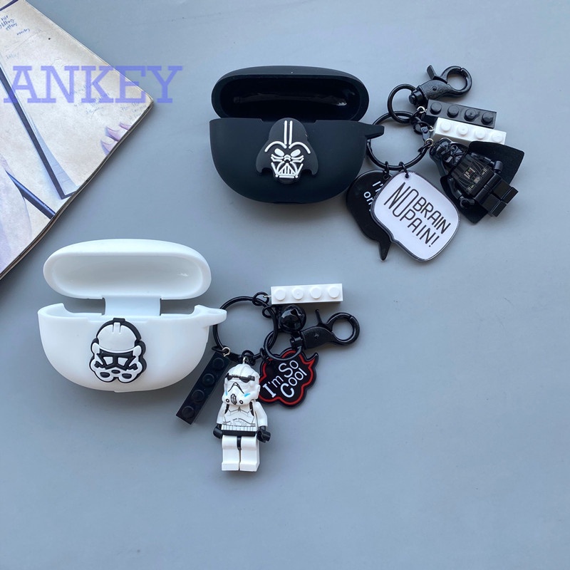 Oppo Enco Air / Air 2 / Free 2 2i / X Earphone Silicone Case Star Wars Black Earbuds Waterproof Shockproof Case Soft Protective Case Headphone Cover Headset Skin with Hook