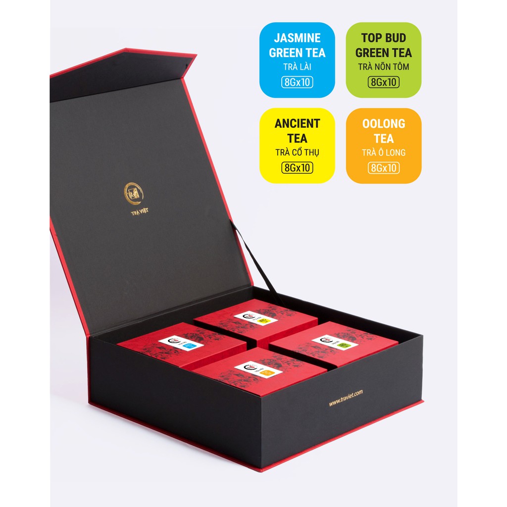 Hộp Quà Thịnh Vượng Trà Việt - Quà Tặng Trà Cao Cấp Với 4 Lựa Chọn Loại Trà Bên Trong [Chính hãng]