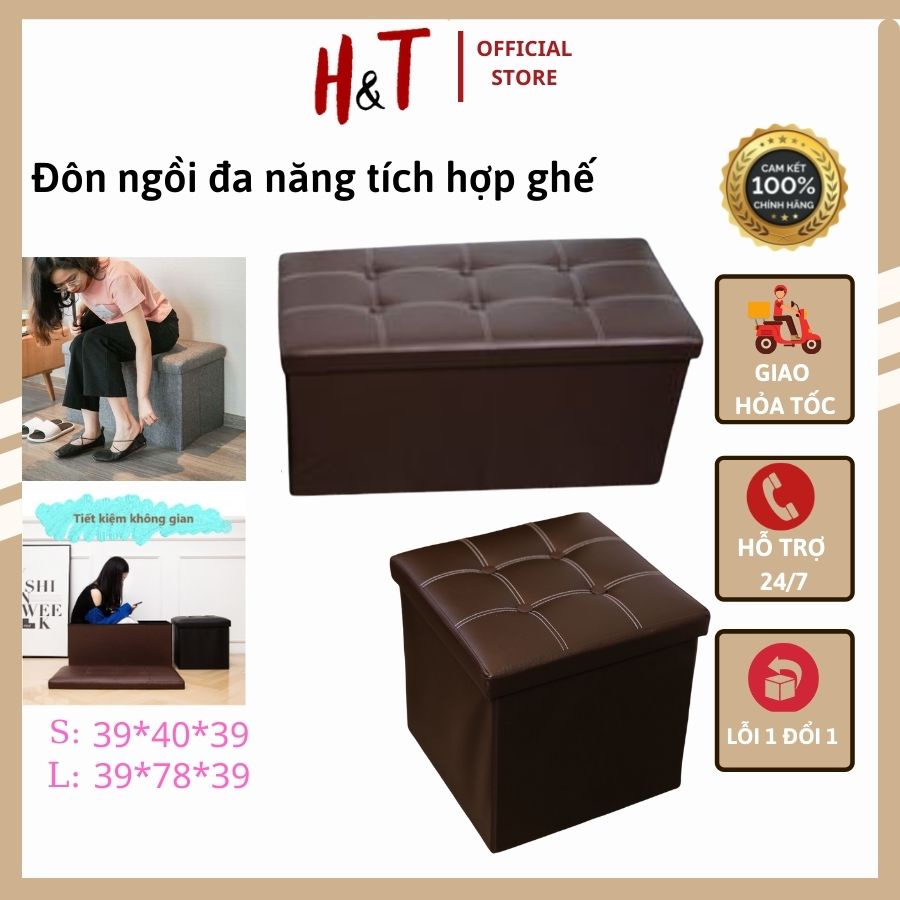BẢN NÂNG CẤP Đôn ghế ngồi bọc da đa năng kiêm hộp đựng đồ hot nhất năm
