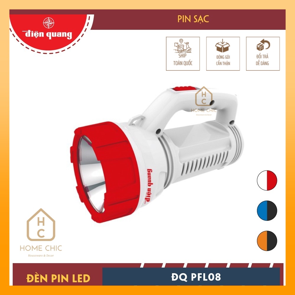 đèn pin sạc / Đèn Pin LED Điện Quang ĐQ PFL08 R OBL (Pin sạc)