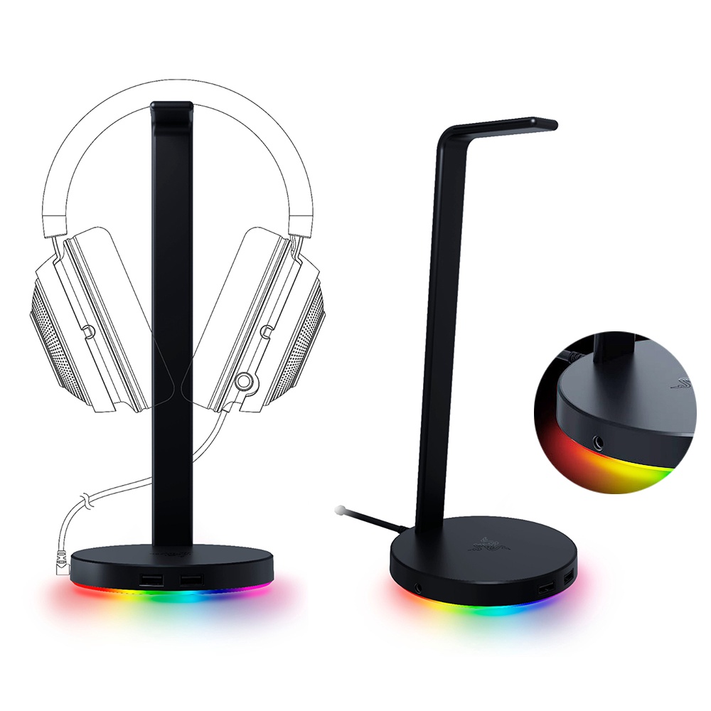 Giá treo tai nghe Razer Base Station V2 Chroma-USB 3.1 Hub-7.1 Surround Sound