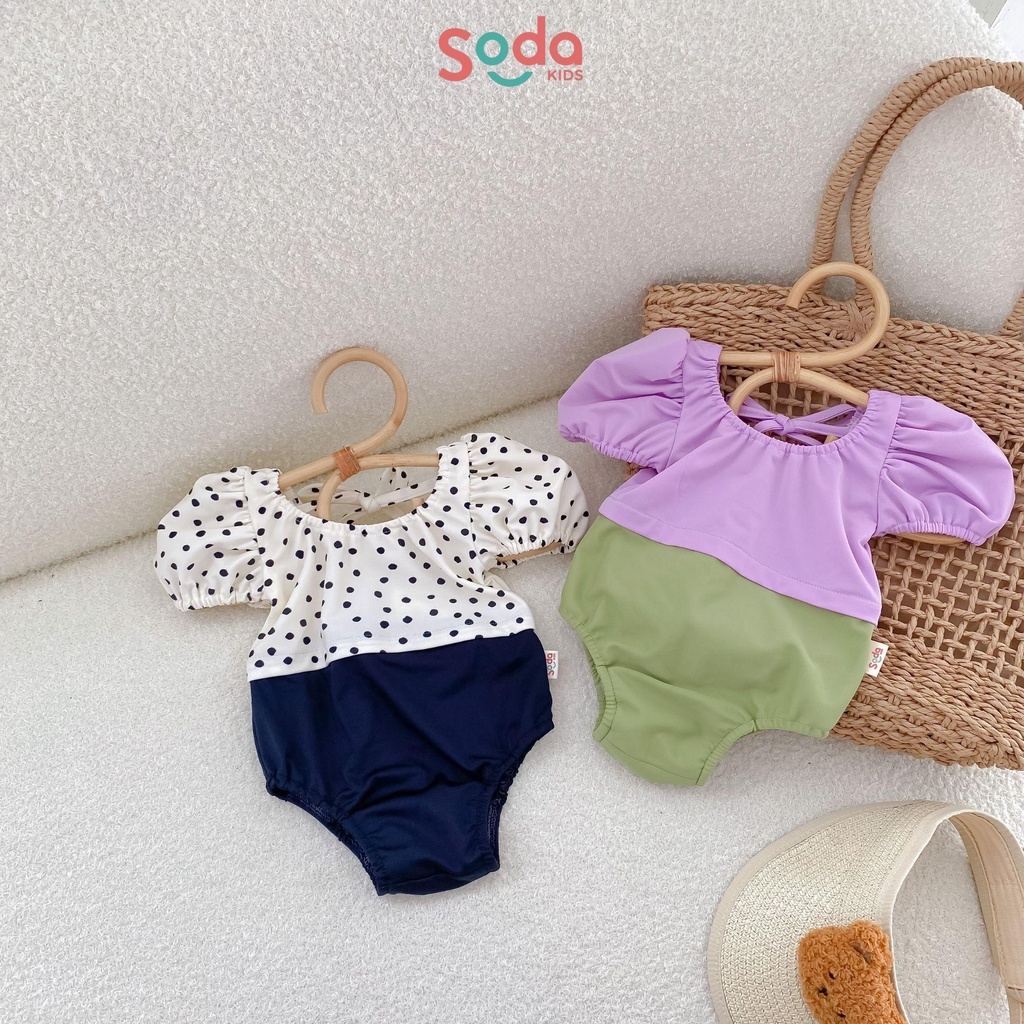 Đồ bơi bé gái Elly SODA KIDS thiết kế tay bồng nữ tính, phong cách Hàn Quốc, chất liệu co giãn 4 chiều