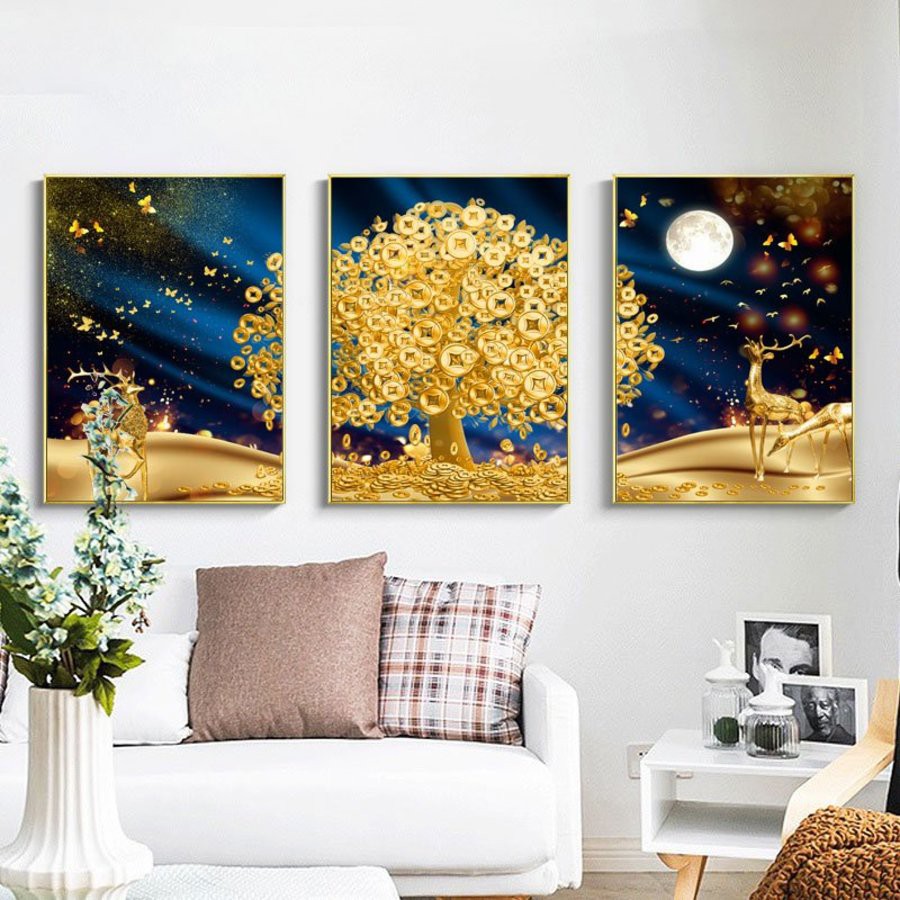 [HCM] Bộ 3 Tranh canvas treo tường , phong cách Châu Âu, tranh phòng ngủ, tranh phòng khách đẹp - Tặng kèm đinh đa năng