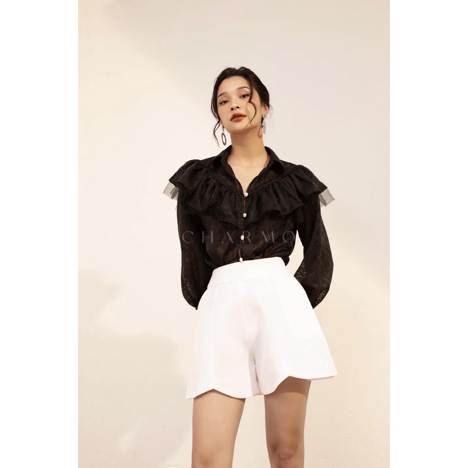 Áo sơ mi kiểu CHARMO tay dài ren hoa Emma Blouse