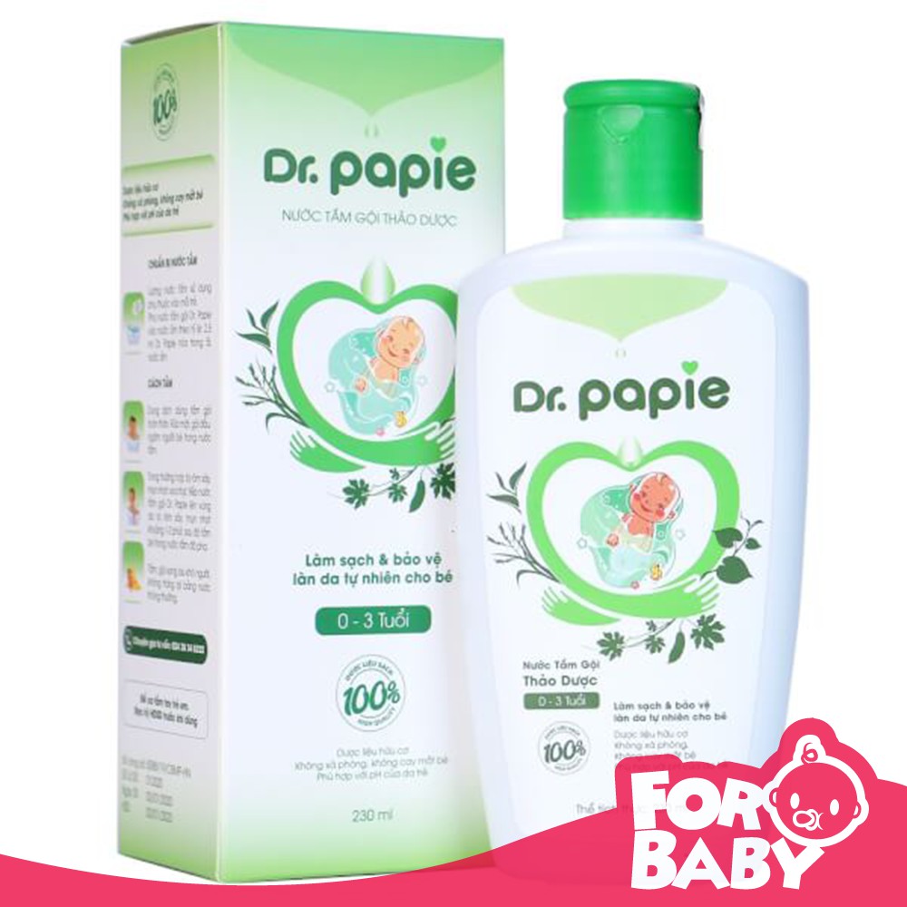 Nước Tắm Thảo Dược Dr.Papie Cho Bé Giúp Ngăn Ngừa Và Giảm Các Vấn Đề Về Da 250ml