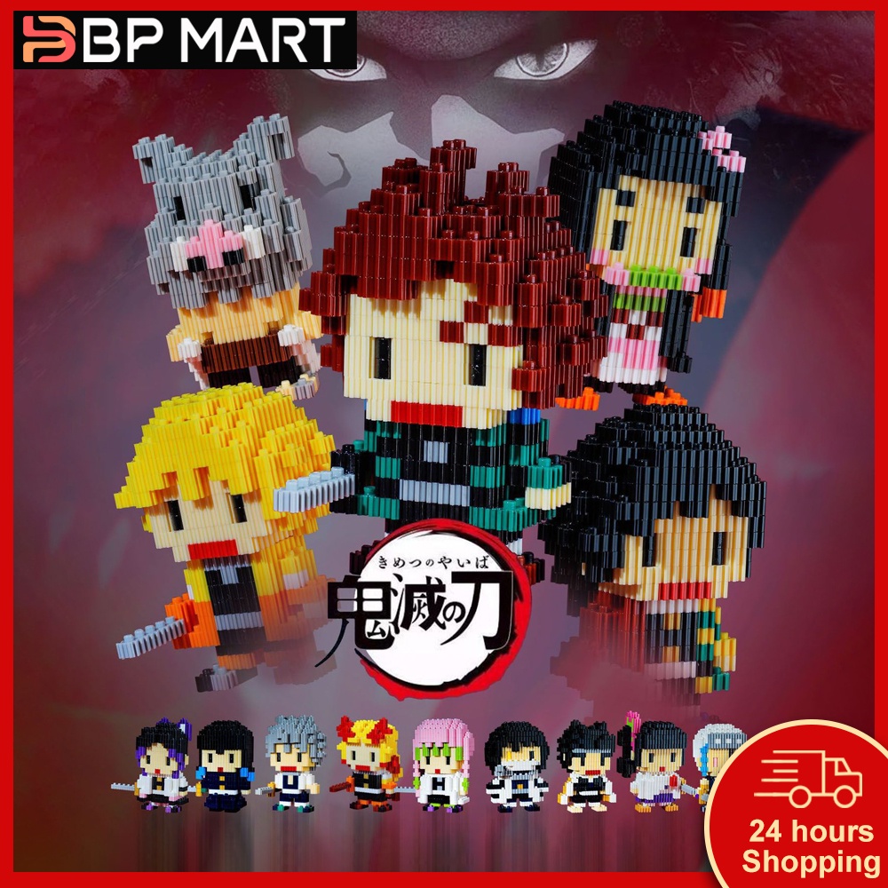 Đồ chơi lắp ráp BP MART mô hình nhân vật hoạt hình Demon Slayer Kamado Tanjirou Nezuko Inosuke Mini tự lắp thủ công DIY