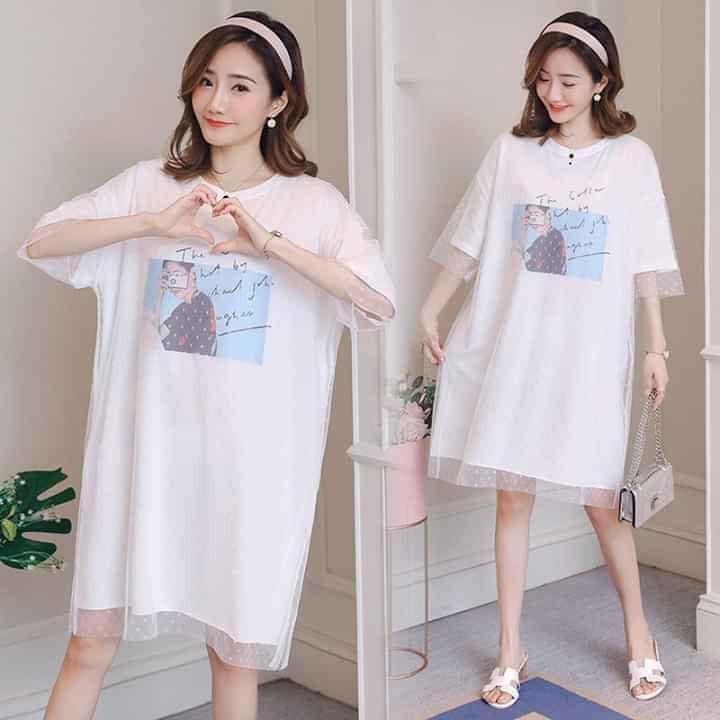 váy bầu công sở phối ren siêu lạ( kèm ảnh thật) w160