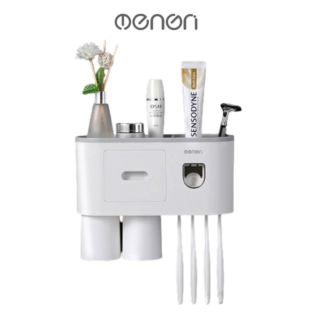 Bộ Nhả Kem Đánh Răng Tự Động Kệ Để Đồ Nhà Tắm Đa Năng Kệ Thông Minh Dán Siêu Chắc (Tặng Kèm Miến Dán)