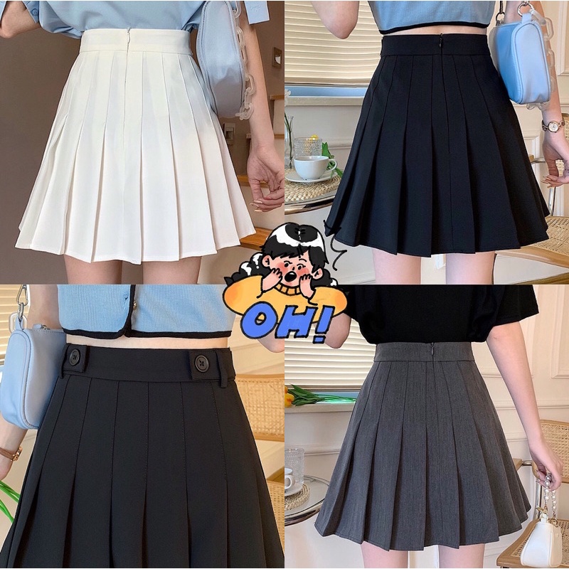 Chân váy nữ chữ a xếp li lưng cao đính cúc kiểu tennis mới gomtrend M280 | BigBuy360 - bigbuy360.vn