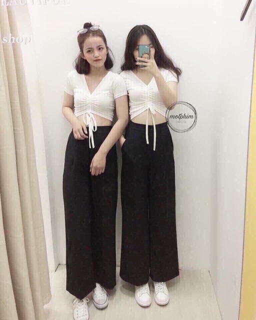 [VIDEO HÌNH THẬT] Quần culottes cạp cao - quần cạp cao khoá sườn - quần ống suông