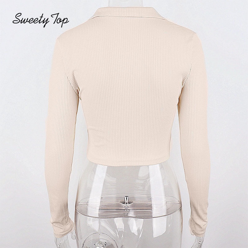Sweetytop Áo Thun Nữ Tay Dài Cổ Chữ V Gợi Cảm 2021 | BigBuy360 - bigbuy360.vn