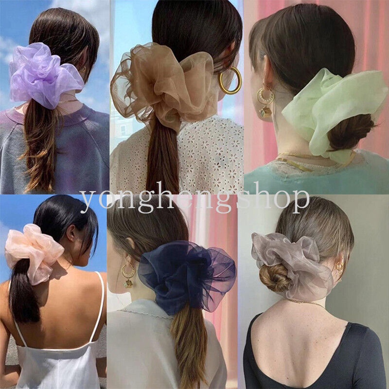 Dây Buộc Tóc Vải Voan Co Giãn Cỡ Lớn Thời Trang Cho Nữ