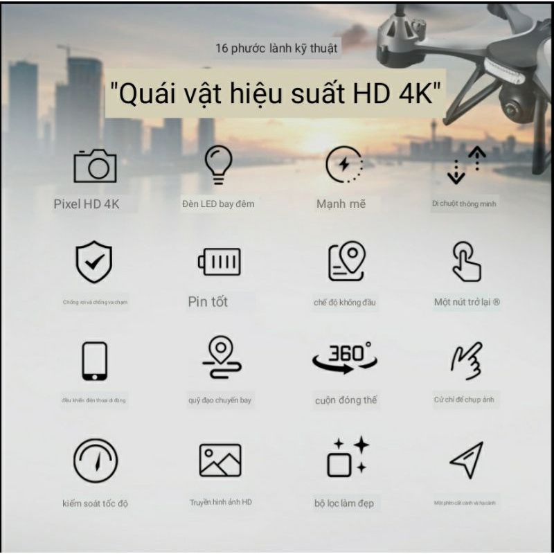 Máy bay điều khiển từ xa camera HD 4K. Trải ngiệm Flycam chất lượng giá rẻ