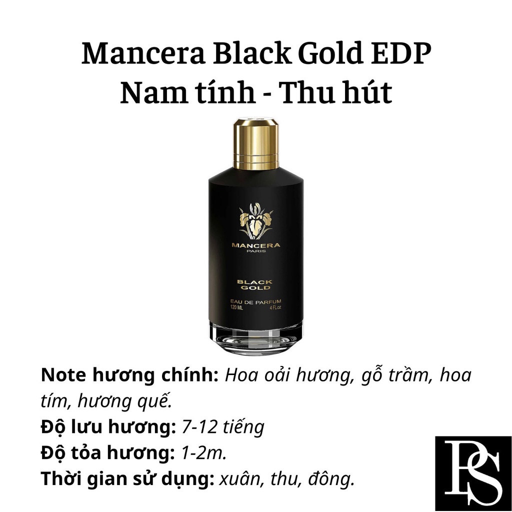 Nước hoa Mancera Black Gold EDP Nam tính cuốn hút đến từng phút giây