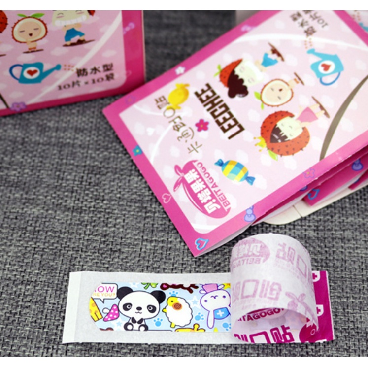 Bộ 100 Băng Cá Nhân Thoáng Khí Chống Nước In Họa Tiết Hoạt Hình Dễ Thương Cho Bé