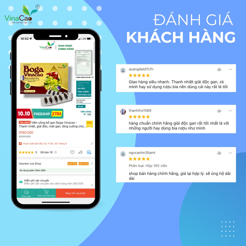 Viên uống bổ gan Boga Vinacao - Thanh nhiệt, giải độc, mát gan, tăng cường chức năng gan