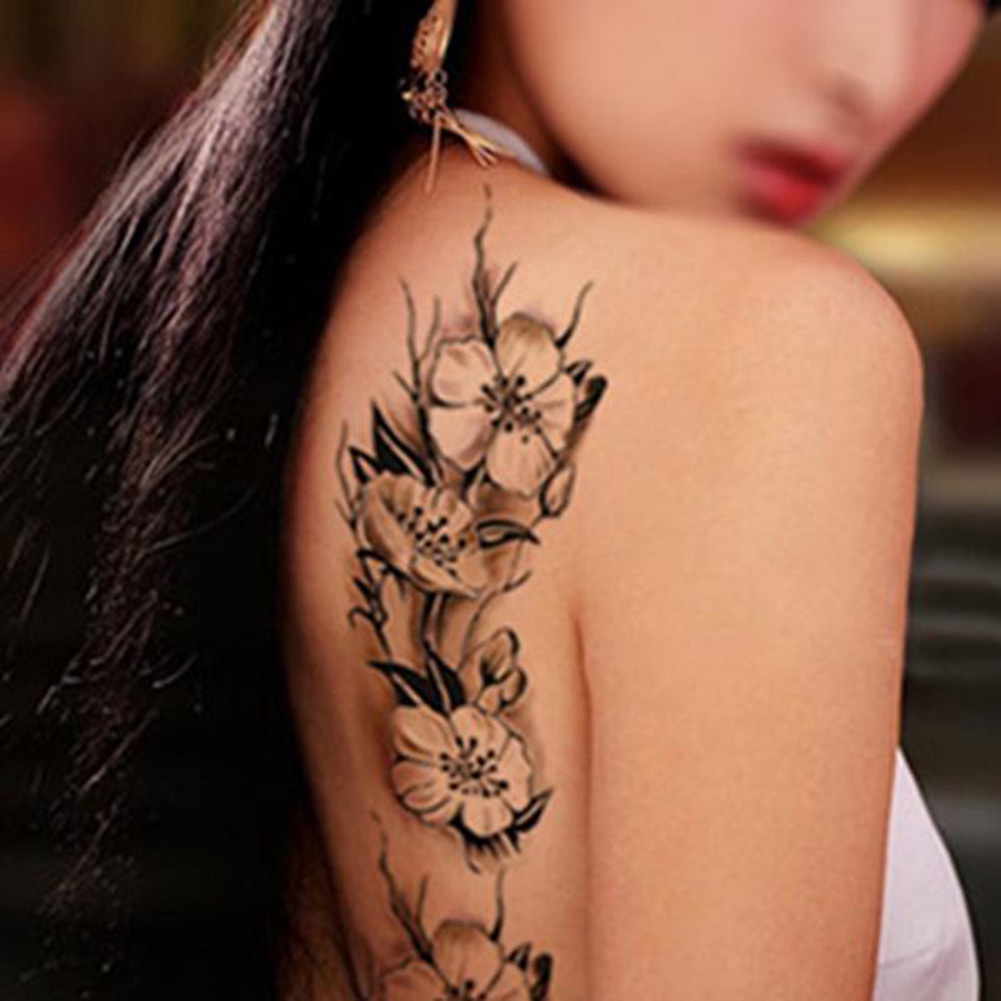 (Hàng Mới Về) Hình Xăm Dán Tạm Thời Hình Hoa Mận Chống Nước Cho Nam Nữ
