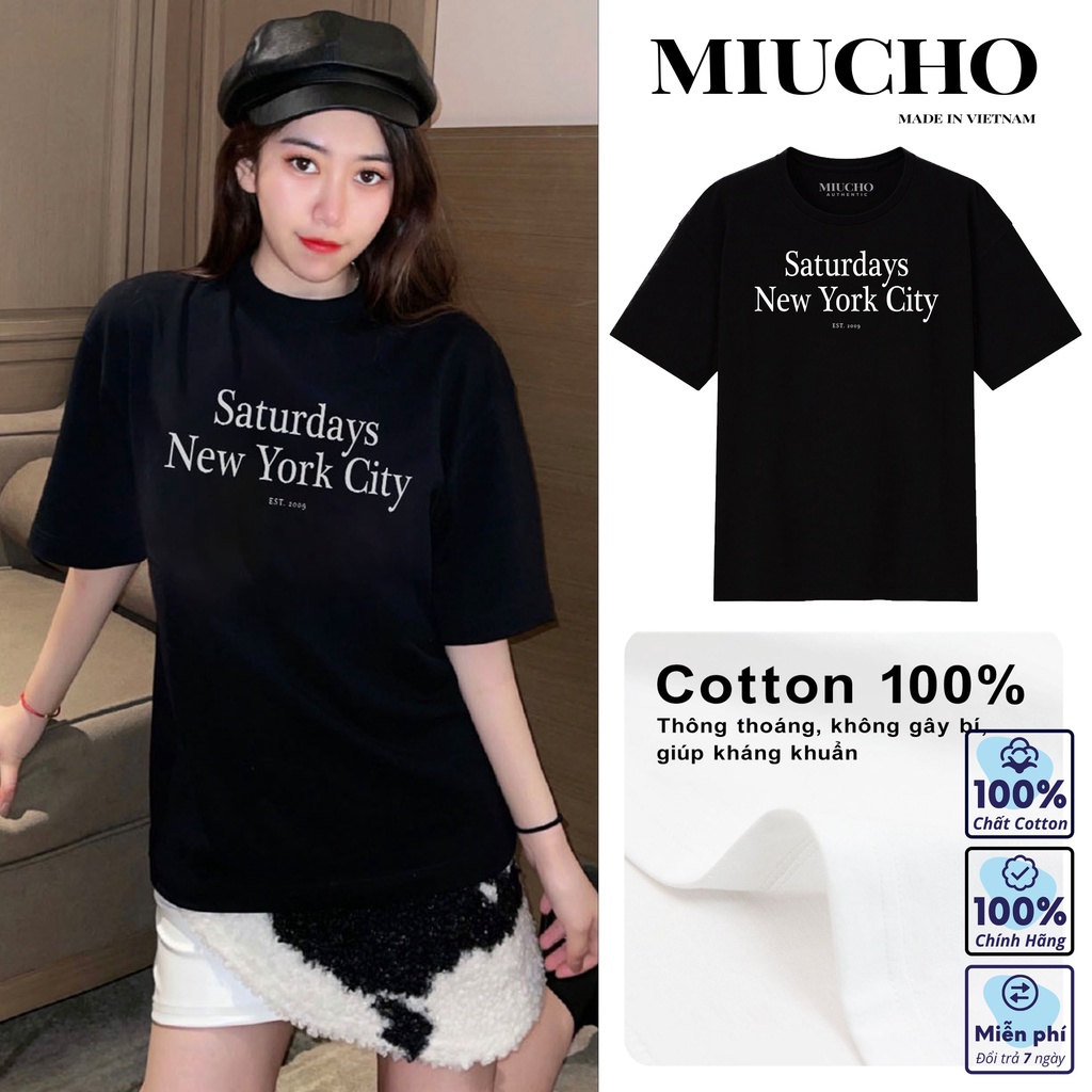 Áo phông nữ form rộng tay lỡ unisex đẹp, áo thun nữ form rộng tay lỡ unisex cotton hàn quốc AT100 Miucho basic tee