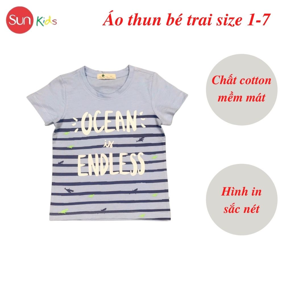 Áo thun bé trai, áo phông cho bé trai chất cotton nhiều màu, size 1-7 tuổi - SUNKIDS