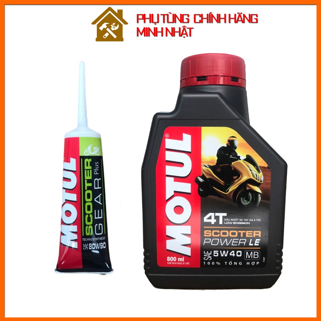 Combo Dầu nhớt Motul Sooter Power LE 5W40 và dầu láp | Dầu nhớt Motul dung tích 0.8L và 1L cho xe tay ga cao cấp