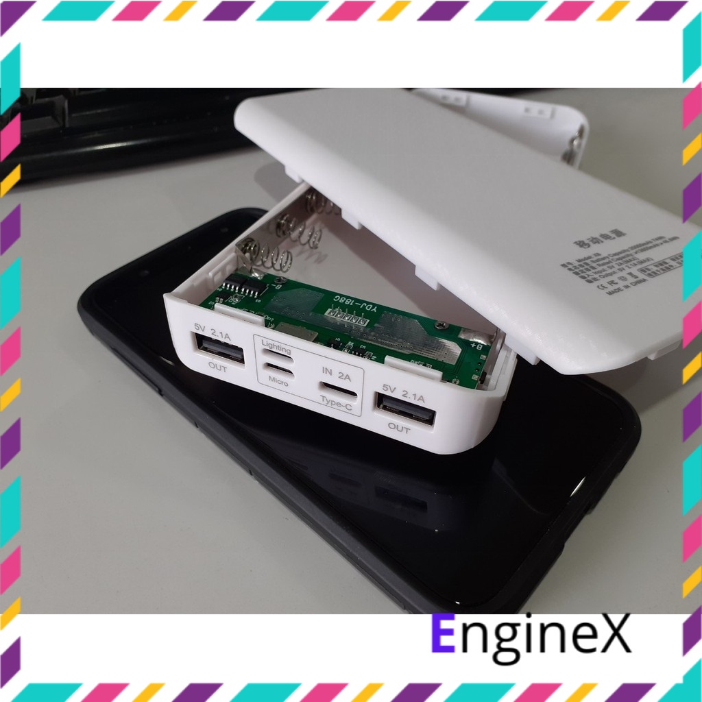 Box sạc nhanh chân cắm type c 8 cell dùng pin 18650 có LCD hiển thị, mạch sạc dự phòng