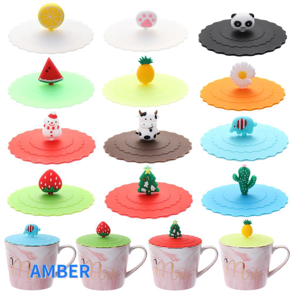 Nắp Cốc Cà Phê Trà Bằng Silicone Màu Hổ Phách Chống Bụi Có Thể Tái Sử Dụng