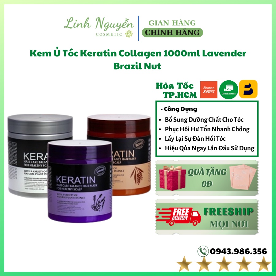 Kem Ủ Tóc Keratin Collagen 1000ml Lavender Brazil Nut - Ủ Hấp Tóc Cung Cấp Dưỡng Chất KERATIN Tự Nhiên UT08