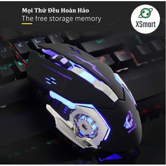 GẤU TRẦN STORE Bộ Bàn Phím Cơ T907 Và Chuột Gaming V5 Led Đổi Màu, Phím Cơ Máy Tính Hơn 20 Chế Độ Led Siêu Đẹp - XSmart