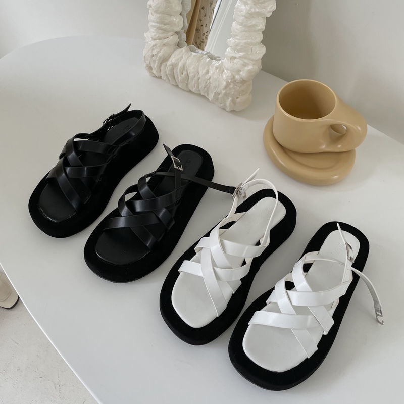Dép Sandal Dây dây đế độn đi cực êm Ulzzang