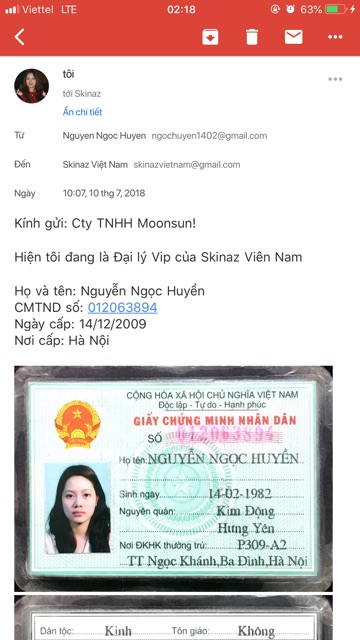 Tinh chất cao cấp phục hồi da nhạy cảm bị hư tổn, mịn da, giảm mụn, kiểm dầu, trắng sáng da AC Sensitive Fluid Skinaz