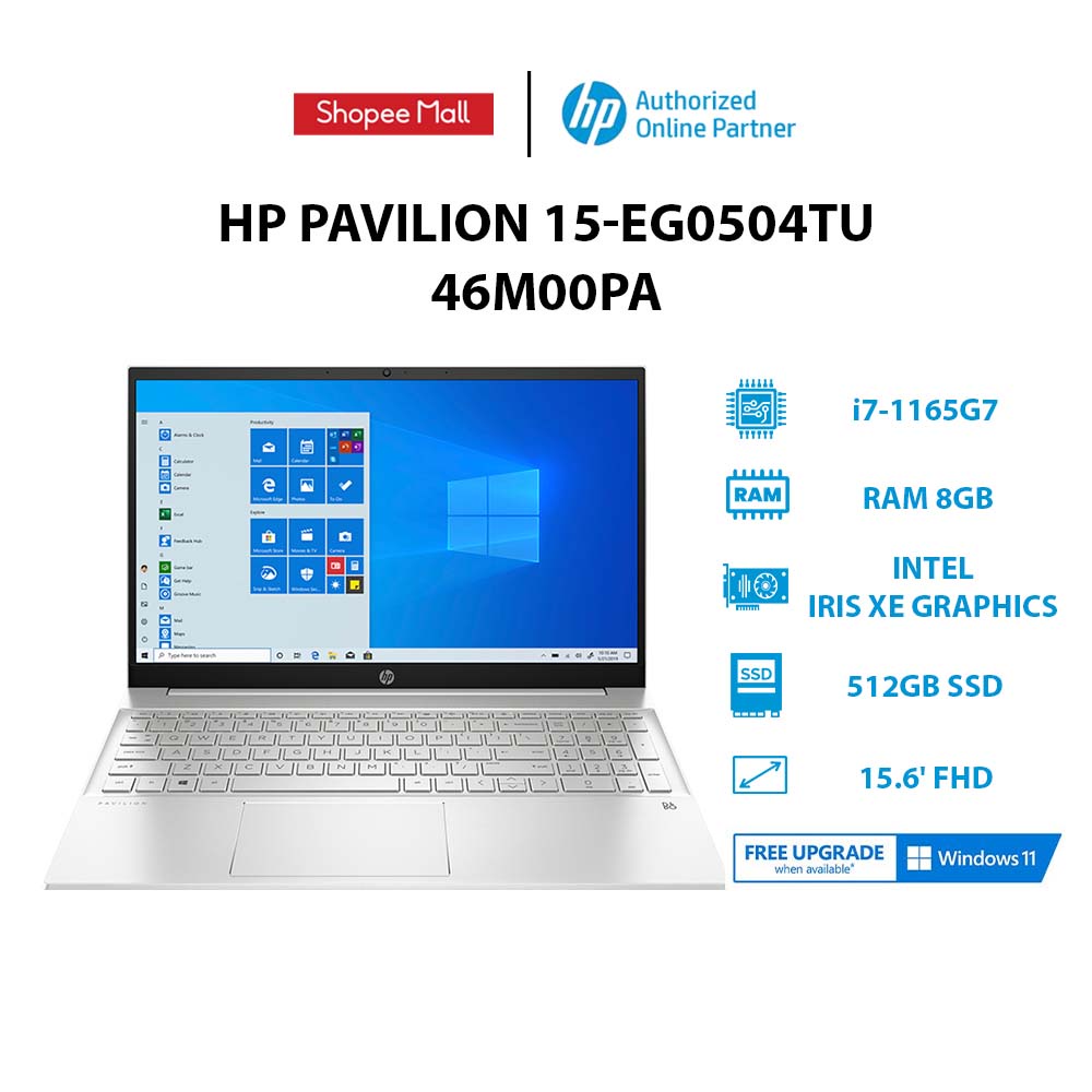 Laptop HP Pavilion 15-eg0504TU (46M00PA) (i7-1165G7 | 8GB | 512GB | Intel Iris Xe Graphics | 15.6' FHD | Win 11)