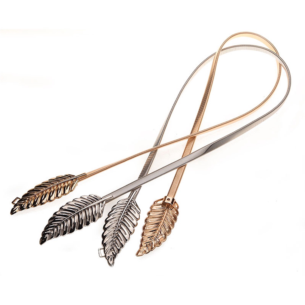 SmileFairyCC【COD &amp; Hàng Có Sẵn】Dây Thắt Lưng Kim Loại Co Giãn Hình Chiếc Lá Thời Trang Cho Nữ