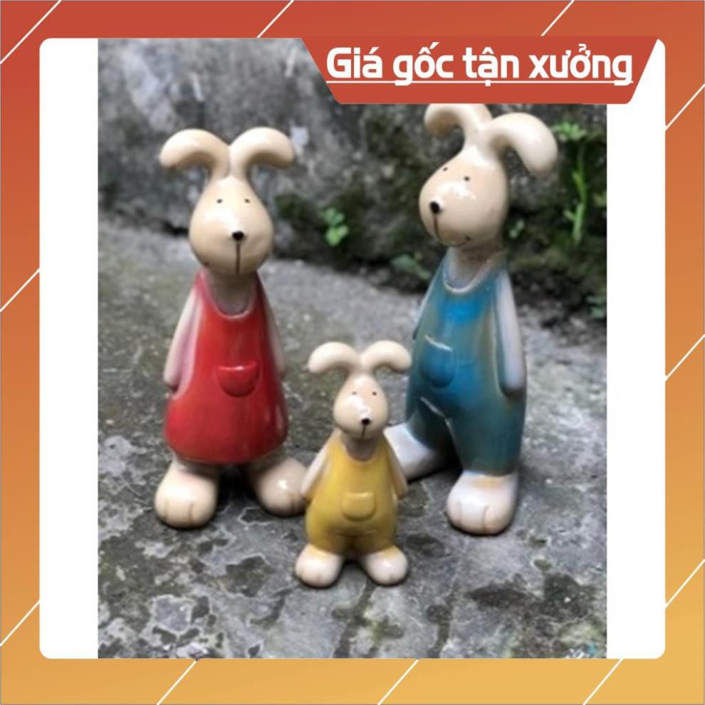 Đồ gốm sứ trang trí nhà cửa độc đáo ấn tượng Gia đình thỏ M12