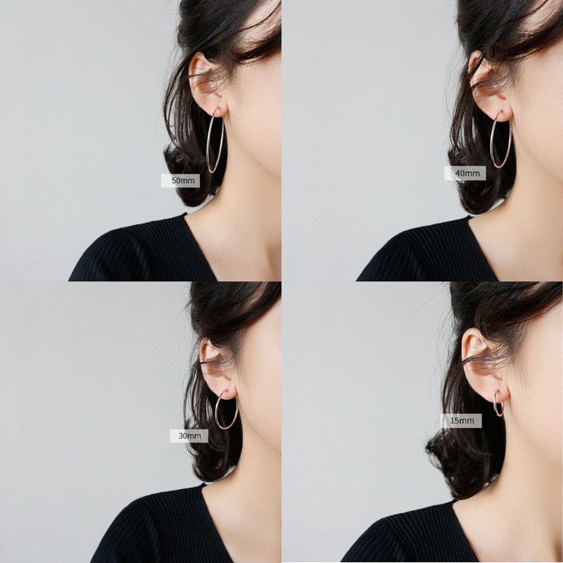 Bông Tai Bạc S925 Nhiều size Tròn Basic Hoop Earrings Trẻ Trung Cá Tính | Khuyên Tai Nữ Trang Sức Bạc Thời Trang