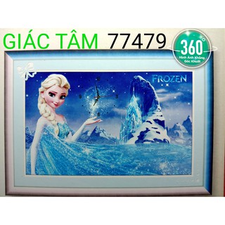 Tranh đá ĐỒNG HỒ CÔNG CHÚA ELSA - 76x50cm - 77479 - tranh đá chưa làm - chưa gắn đá - chưa đính đá