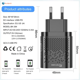Củ sạc nhanh PD 20W/QC3.0  cổng kép USB-A + Type-c