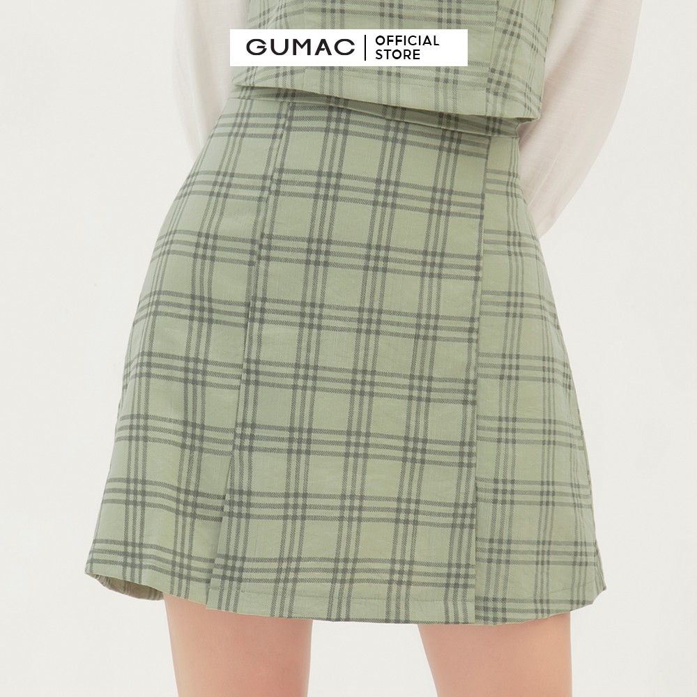 [Mã WABR2711 giảm 10% đơn 250K] Chân váy nữ dáng chữ A cơ bản GUMAC họa tiết caro VB360 | BigBuy360 - bigbuy360.vn