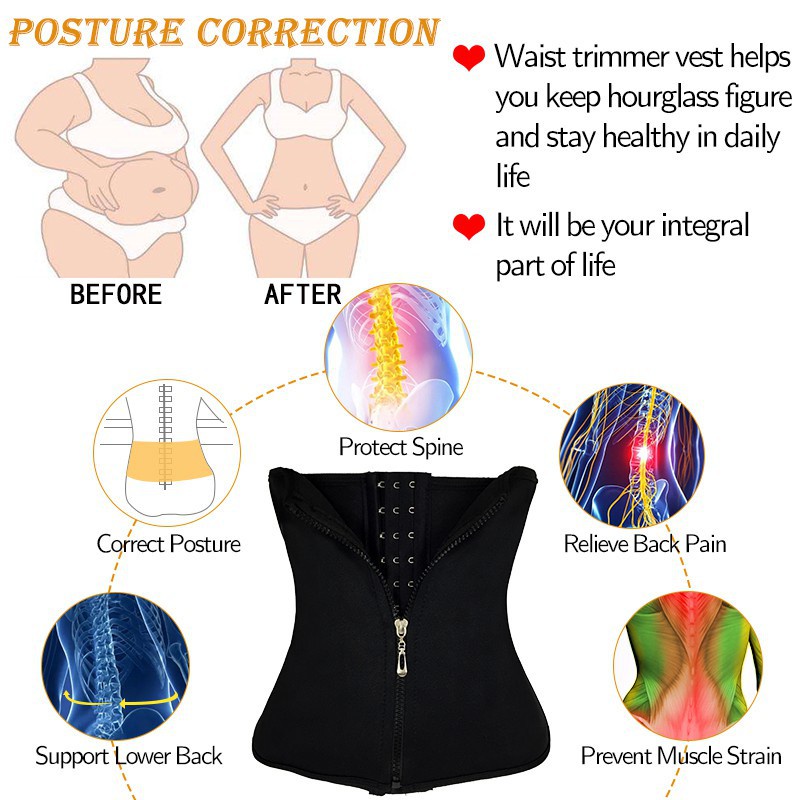 Đai quấn quanh bụng định hình cho eo có khóa kéo bằng cao su tổng hợp