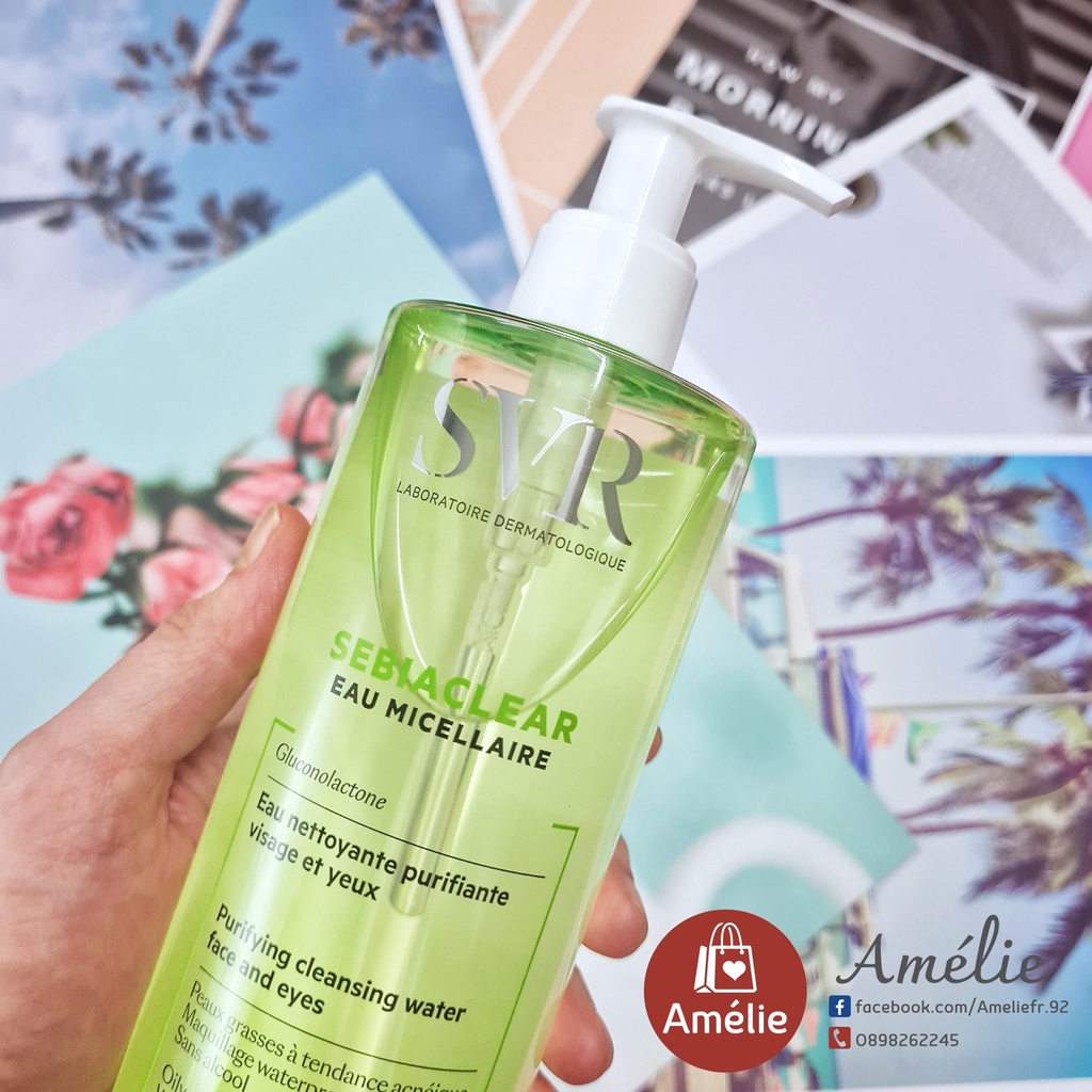 TẨY TRANG dành cho da dầu mụn SVR Sebiaclear Purifying Micellar Water chứa Gluconolactone làm mịn da