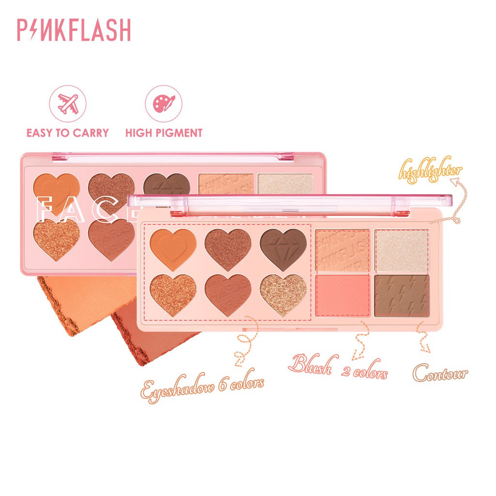 Bàng phấn trang điểm tích hợp phấn bắt sáng Pinkflash đa năng cho mặt/mắt 120g