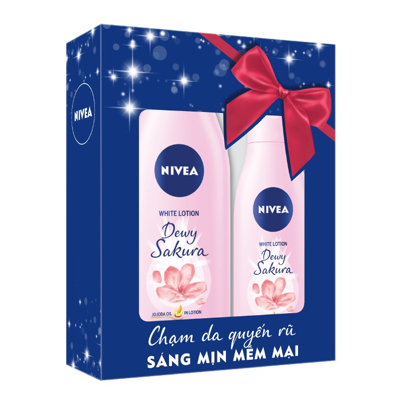 [Mua 1 tặng 1] Hộp sữa dưỡng thể dưỡng trắng NIVEA Dewy Sakura (350ml) 85703 + sữa dưỡng thể Dewy sakura 200ml | BigBuy360 - bigbuy360.vn