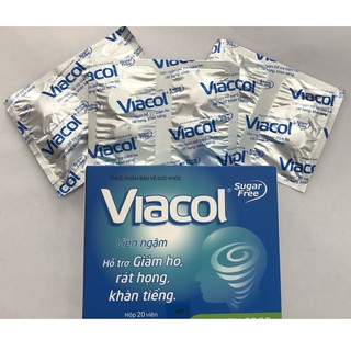 Nhà thuốc Pharnamhai, Viacol Viên Ngậm Không Đường Hộp 20 Viên Giúp Bổ Phổi, Giảm Ho, Đau Rát Họng, Khản Tiếng