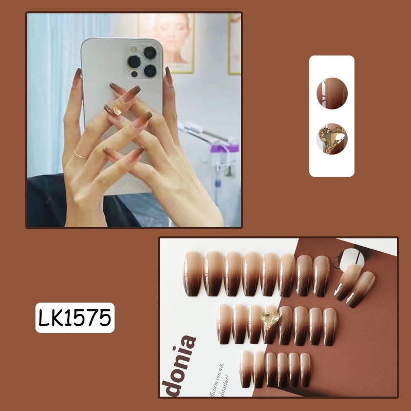Hộp 24 Móng Tay Giả Đính Kim Cương 3D Thời Trang
