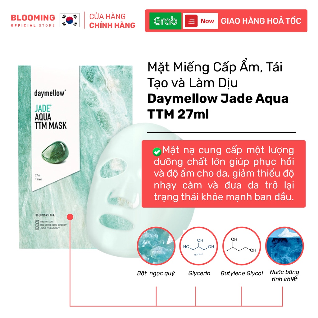 Mặt Miếng Cấp Ẩm, Tái Tạo và Làm Dịu Daymellow Jade Aqua TTM 27ml